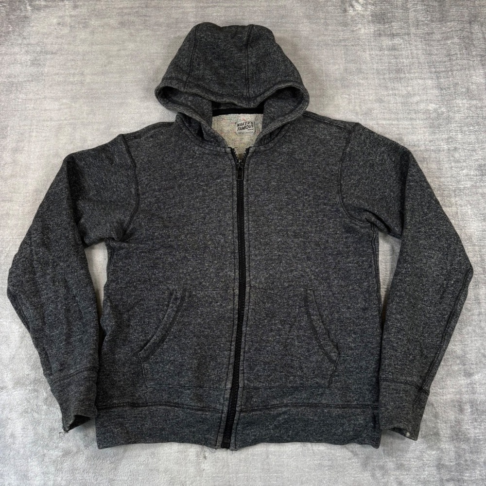 Naked & Famous Sweatshirt Mens Medium Grey Full Zip Hoodie Rainbow Nep